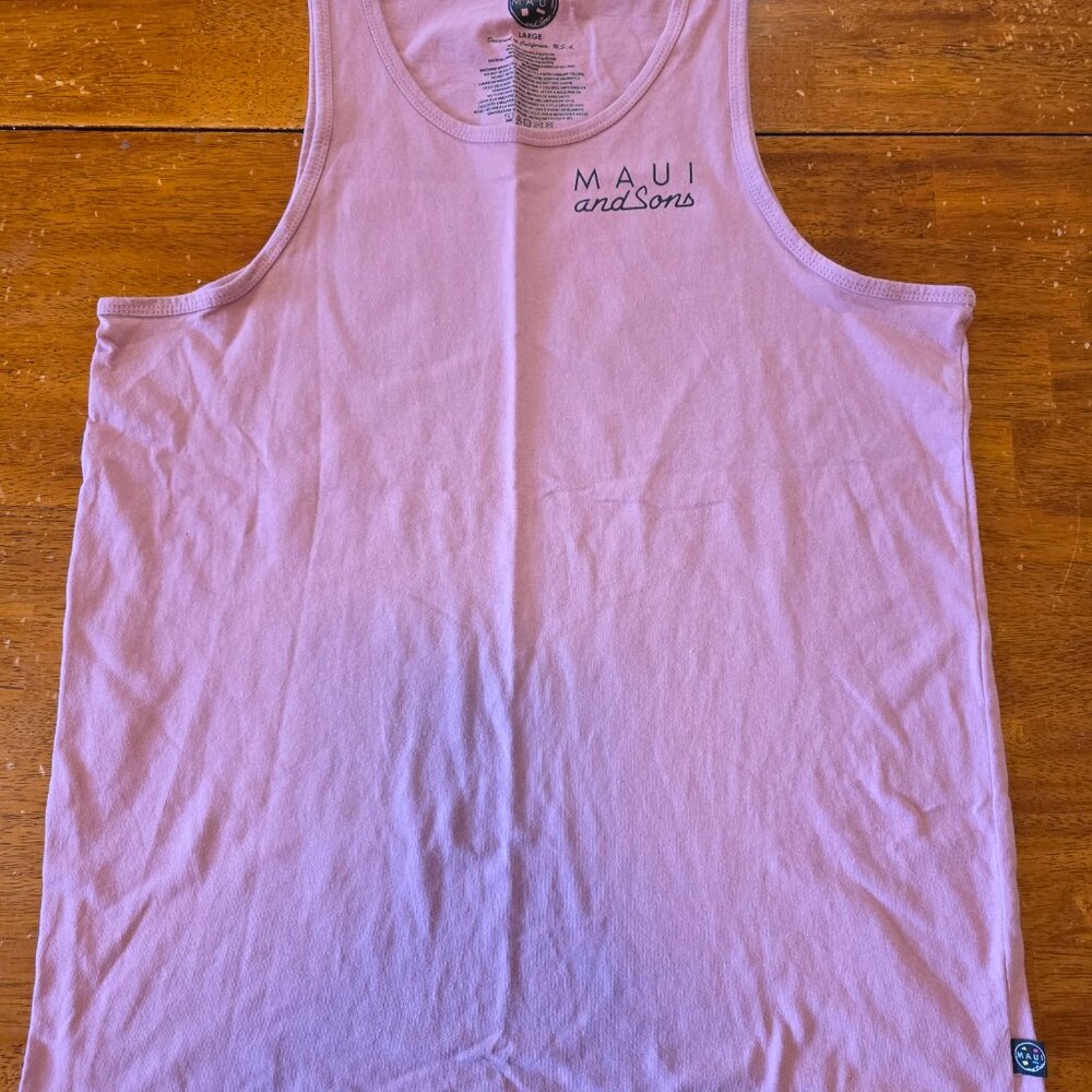 Men's Maui & Sons Pink Surf Coastal Muscle Shirt Tank Beach Vacation Large